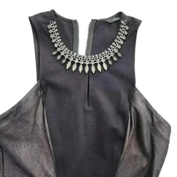 Guess Jewel Neck Spandex Party Pencil Bodycon Mini Dress, Black/Gray, Women's 6 - Picture 4 of 7